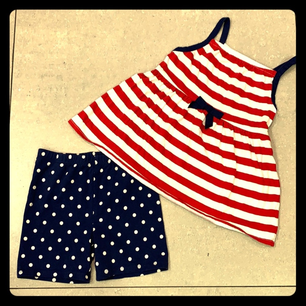Red, white and blue tank top with matching shorts
